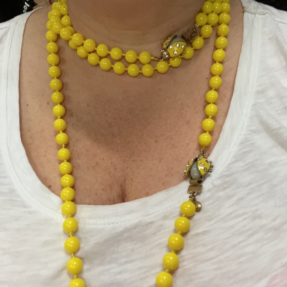 JCrew yellow beaded necklaces (2) with ladybug clasp - Picture 12 of 12